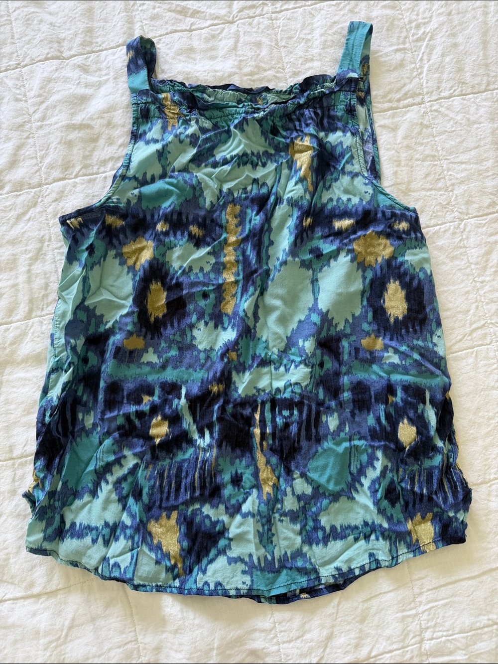 NIC+ZOE Teal, Navy & Gold Print Sleeveless Top